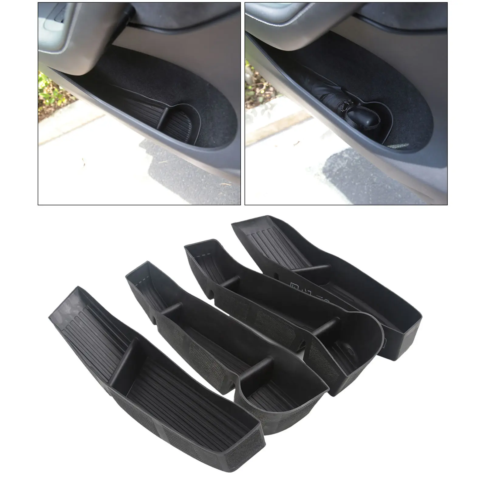 

Door Side Storage Box Door Handle Armrest Tray Organizer Accessories for Tesla Model 3 2016-2021 4PCS