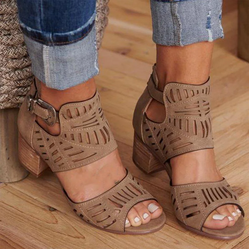 Style 2 brown WENYUJH/; женские модные сандалии; женские винтажные сандалии на танкетке с открытым носком и квадратным каблуком; обувь на высоком каблуке; zapatos mujer - Цвет: Style 2 brown
