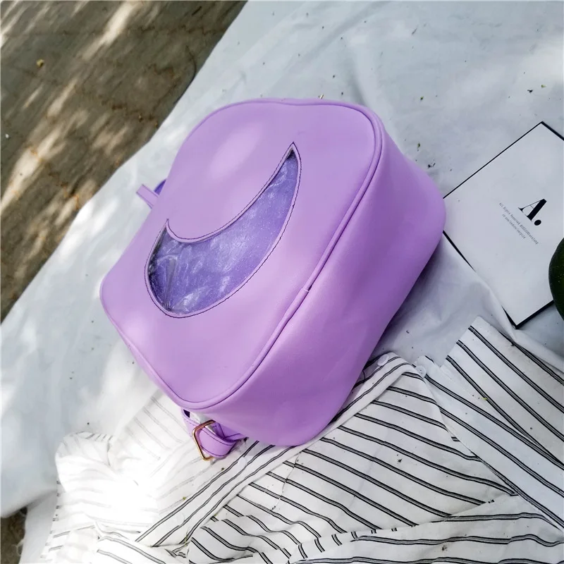 Корейский женский рюкзак Moon Hollow Outdoor на молнии однотонный Многофункциональный из