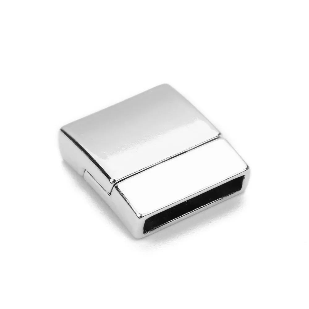 

5sets/Lot Jewelry Findings Leather Bracelet Clasp DIY Magnet Hook Rhodium Magnetic Claps Flat Hole 15*3mm