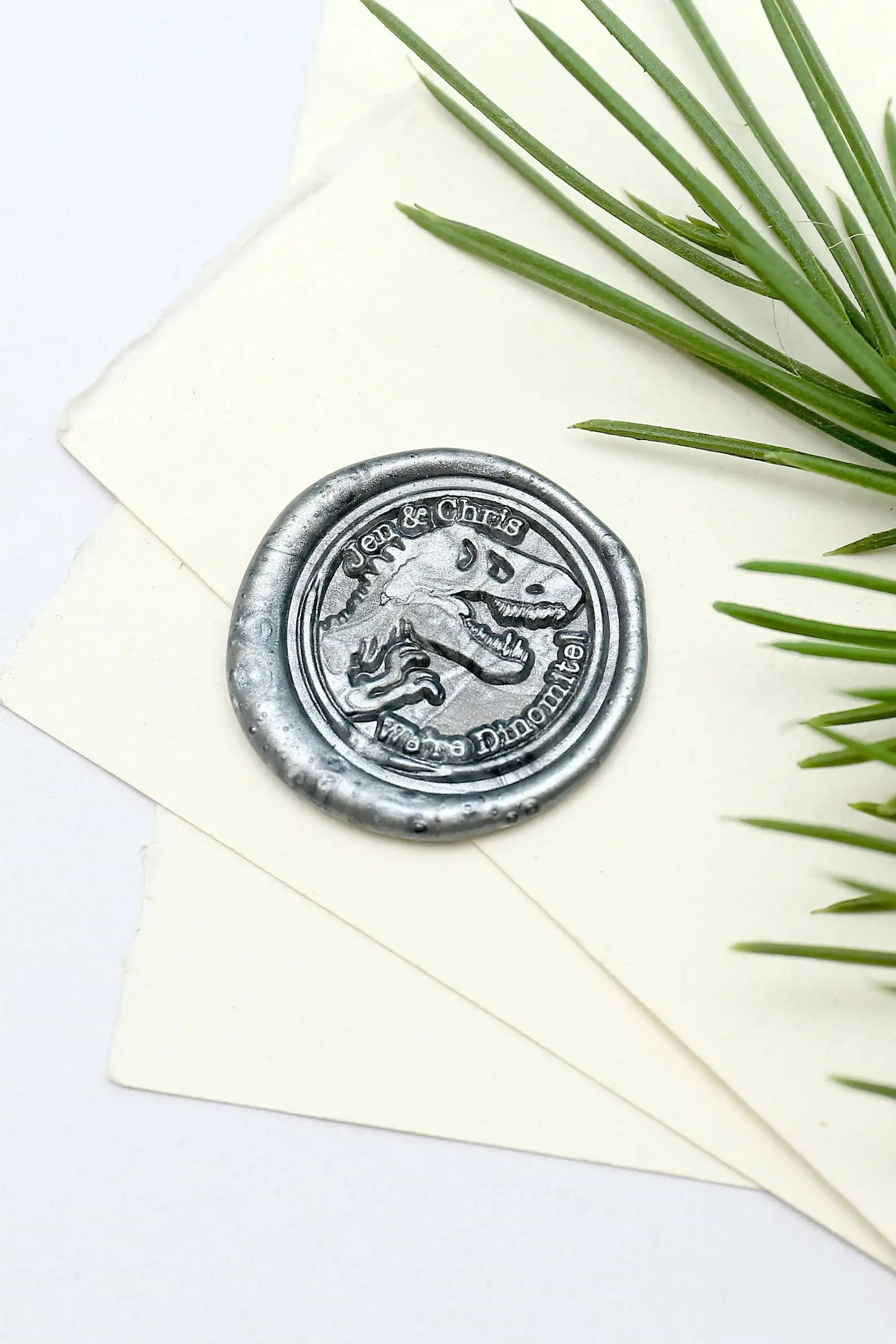 Персонализированные мотив динозавра Свадебная печать штамп/пользовательские