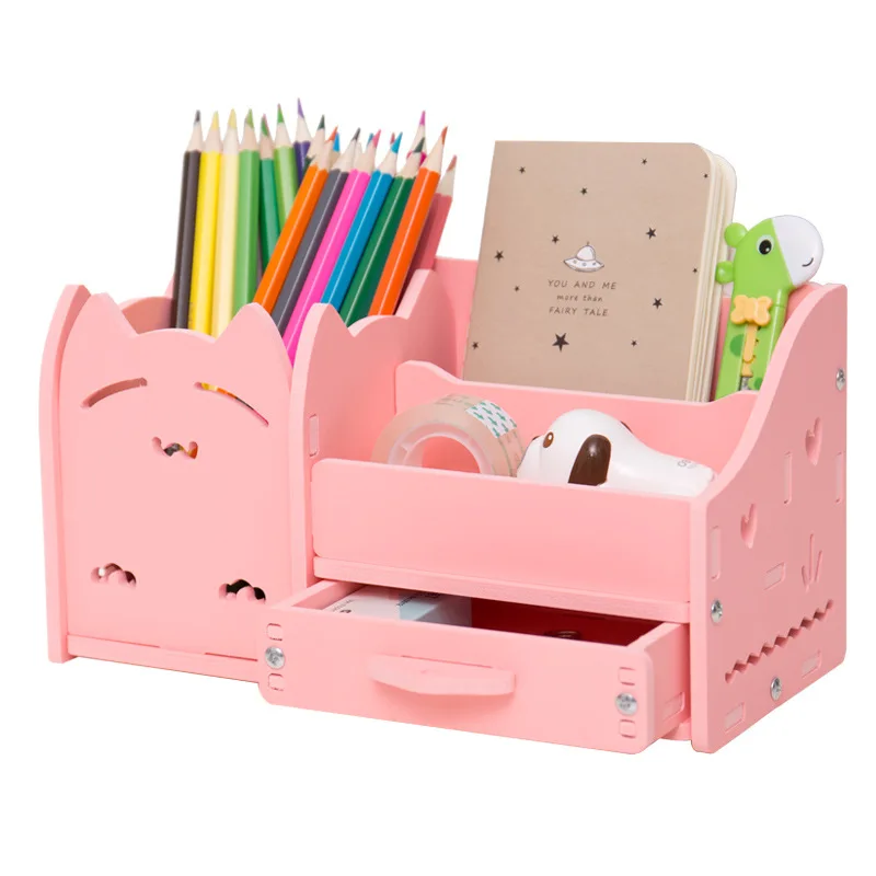 

Muiti Function DIY School Desk Pen Pencils Drawer Case Storage Box Table Simple Pencil Shelf Holder Office Stationery Supplies