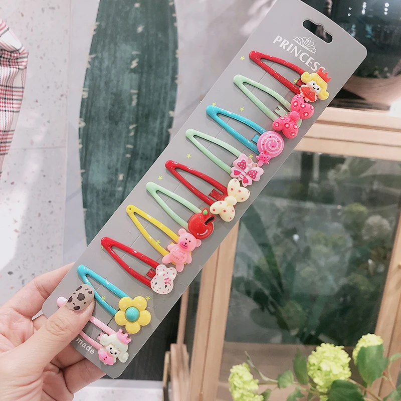 Заколки для волос с мультяшными животными и фруктами 5 см 10/15 шт./комплект |