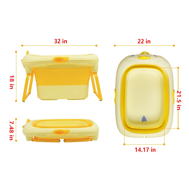 

Baby Bath Tub Children Large Bathtub Large Baby Folding Plastic Tub Small Animal Modeling Bath Bucket Multi-function Bath Tub