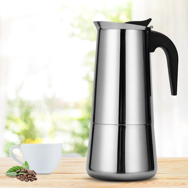 Лучшие Кофеварки Moka Pot из нержавеющей стали портативные электрические кофейники 100 мл/200 мл/300 мл/450 мл/600 мл/мл