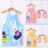 3pcsset kids apron cartoon animal print wasterproof breathable children baking apron with sleeves for christmas gift