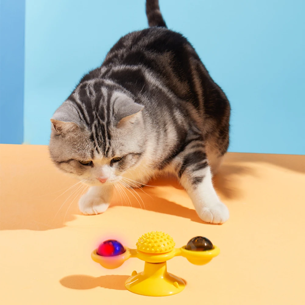 

Cat Turning Windmill Turntable Tickle Portable Scratch Hair Brush Grooming Shedding Massage Pet Spinner Interactive Cats Toys