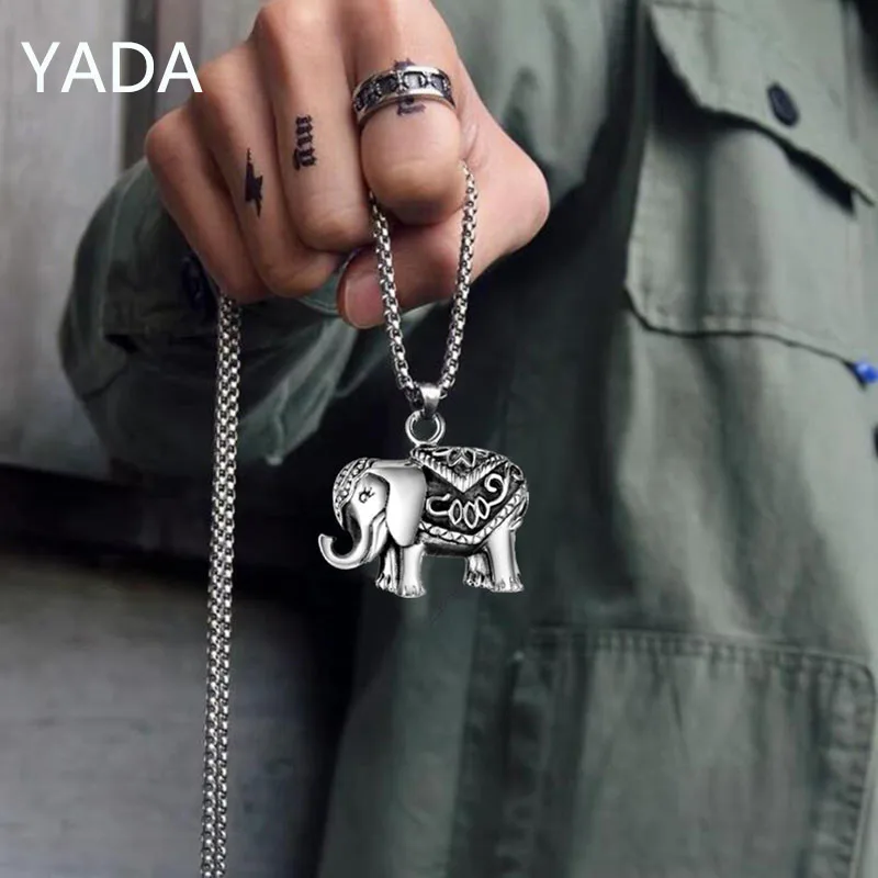 

YADA Fashion Silver Color Elephant Presents&Necklace For Men Women Jewelry Statement Necklaces Alloy Necklace Gifts SE210095