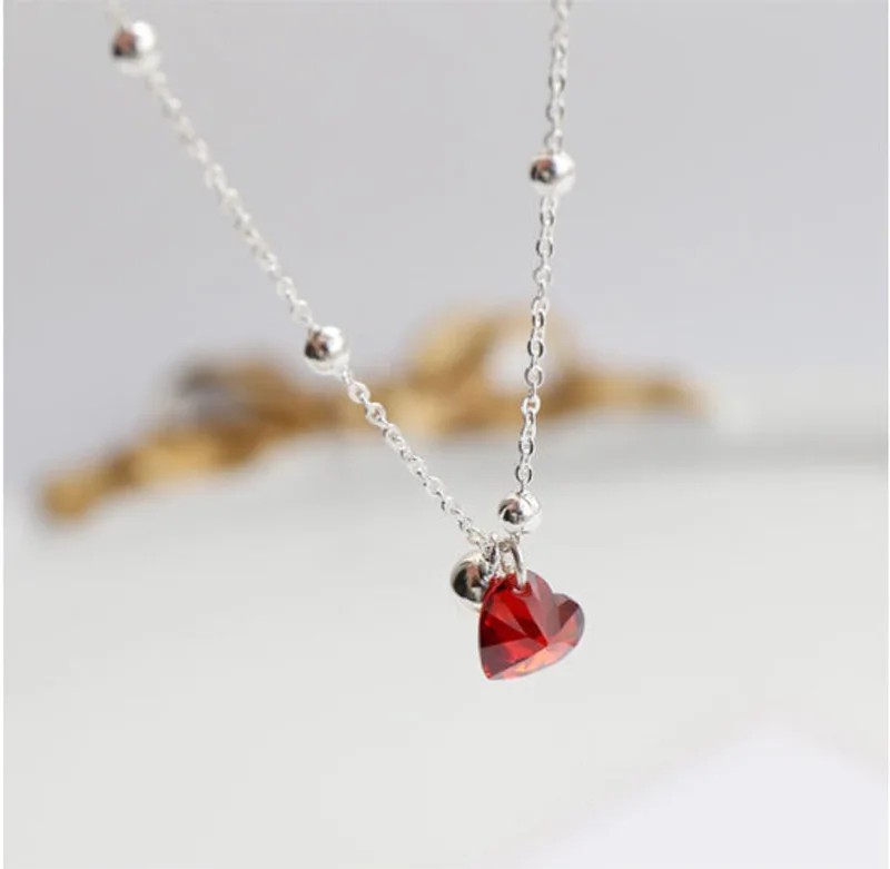 

KiK Sweet Jewelry Love Charm Bracelet Simple Silvery Plating High Quality Red Crystal Chain Bracelet For Girl Celebration Gifts