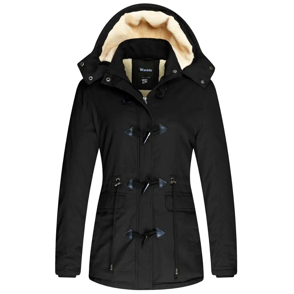 

Wantdo Women Winter Coat Thick Cotton Parka with Removable Hood Insulated Warm Jacket