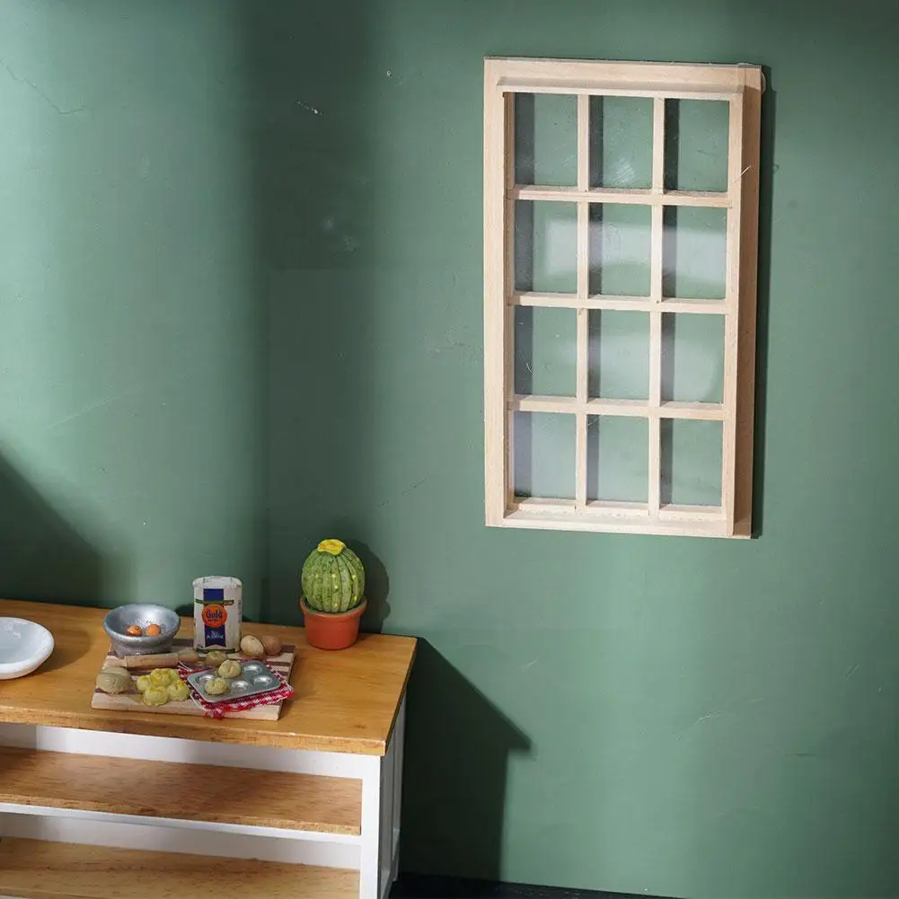 

1Pc Diy Dedicated Simple 12 Lattice Window Model 1/6 Miniature Toy Dollhouse Quality Wooden House Furniture 1:12 High Doll G6P4