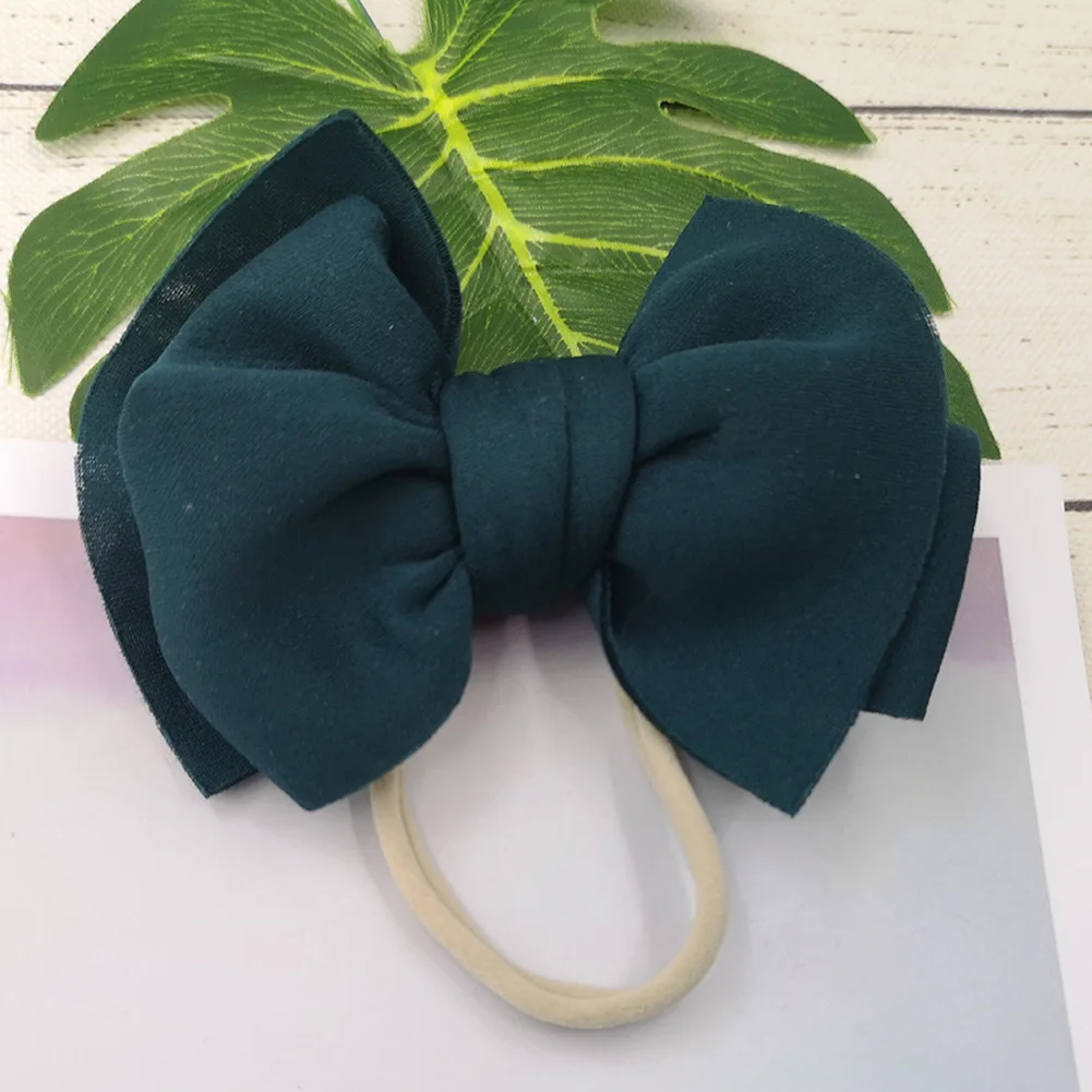 BJ-Dark Blue Детская повязка на голову для маленьких девочек; повязка на голову для девочек; тюрбан для малышей; Детские Луки; повязка на голову с нейлоновым бантом; аксессуары для волос - Цвет: BJ-Dark Blue