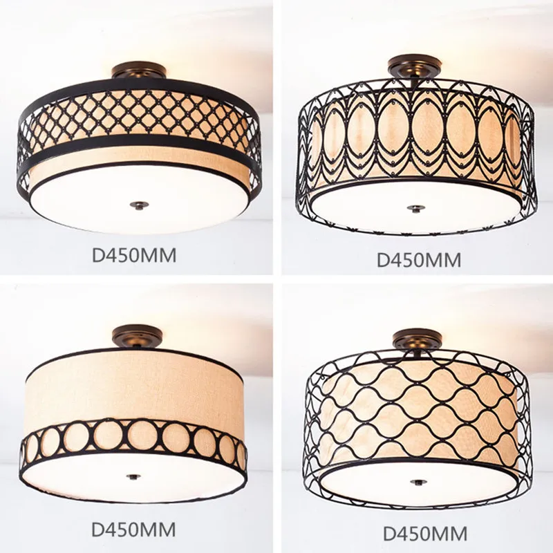 Скандинавский простой художественный круглый тканевый потолочный светильник s