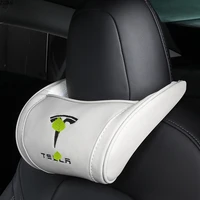 1pc front seat neck headrest pillow lumbar protect cushion memory cotton back support pillow for tesla model x model s model 3