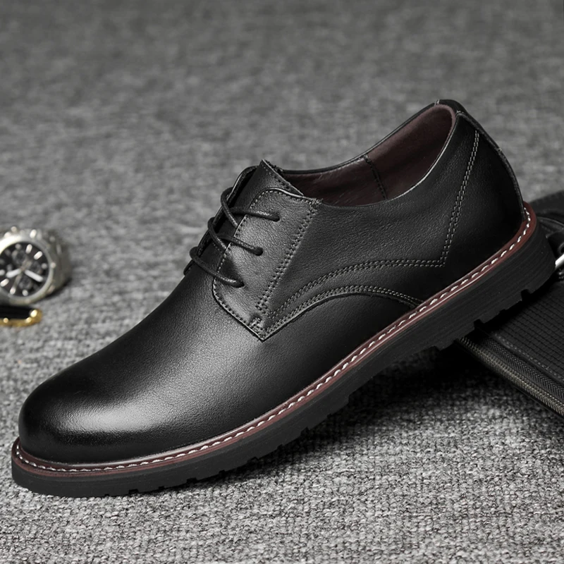 Мужская обувь в стиле Дерби из натуральной кожи деловом на шнуровке Туфли