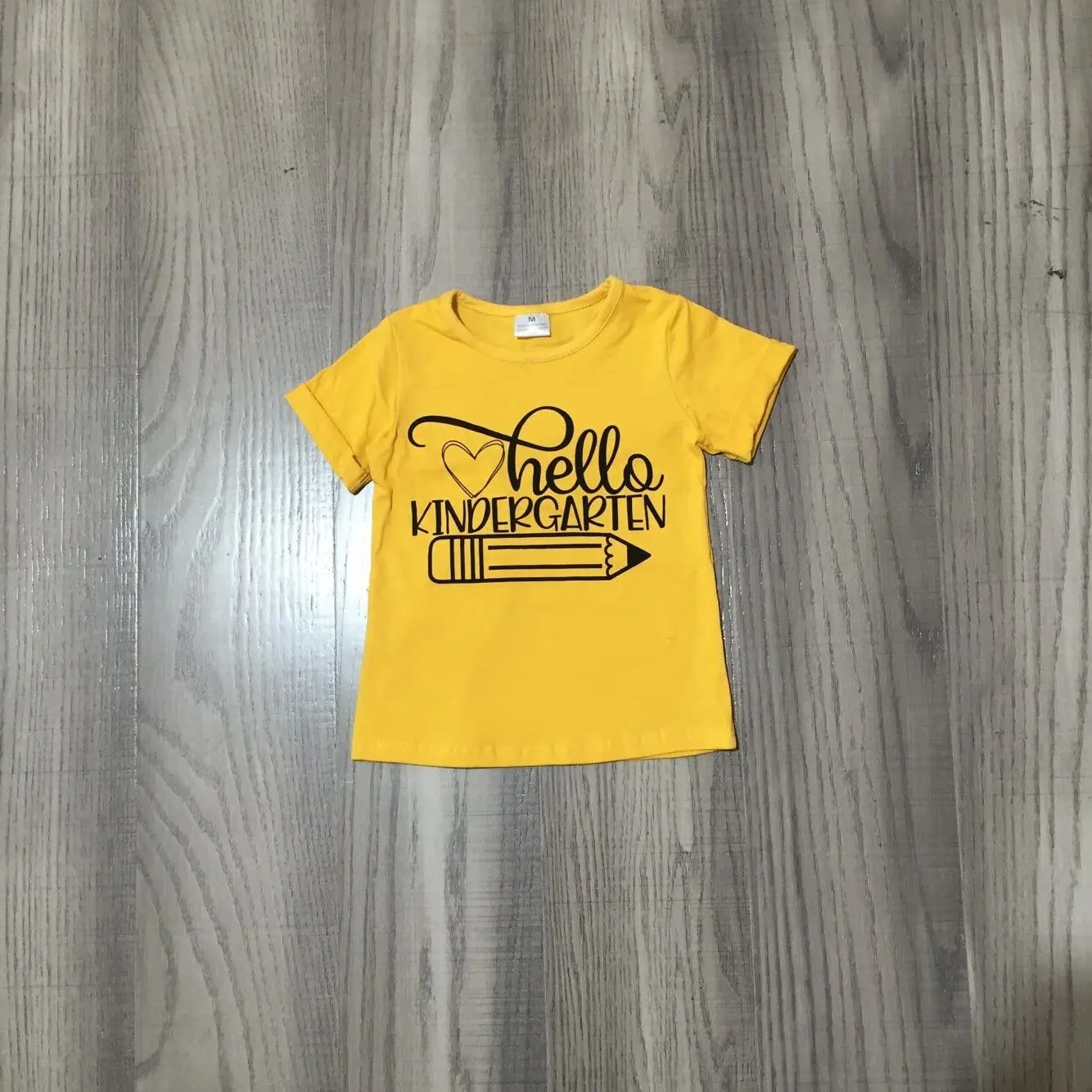 

Summer Kids Kindergarten Mustard Cotton T Shirt Girl Back to School Top
