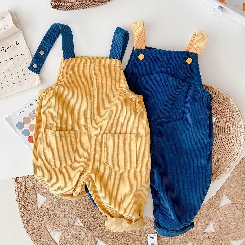Toddler Boy Overalls Solid Color Corduroy Spring Autumn Kids Pants Casual Children Outwear Clothing Hot Selling