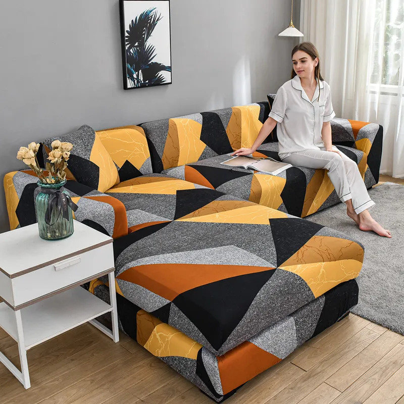 

Эластичные Чехлы для дивана, современный чехол для дивана в гостиную, секционный угловой L-образный протектор для стула, чехол для 1/2/3/4-местн...