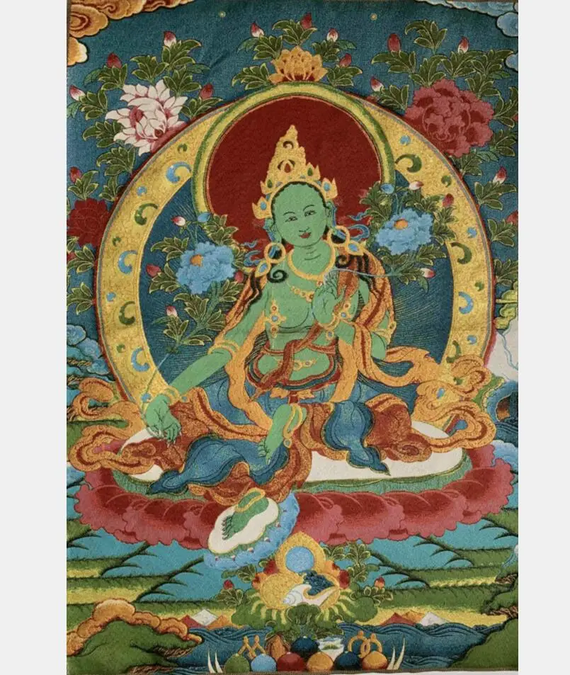 

Archaize Green Tara Buddha embroidery Hanging Images crafts