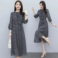 female chiffon dress spring womens 2021 nnew style thin temperament fashionable mid length popular floral skirt lace commutec94