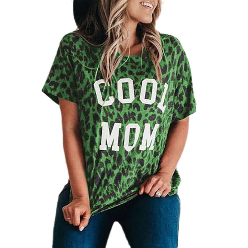 

2020 COOL MOM leopard print women clothing Casual short sleeve O-Neck lady t shirt