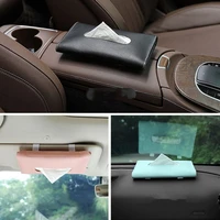 creative hanging paper towel clip car sun visor tissue box pu leather auto interior storage decoration car accessories