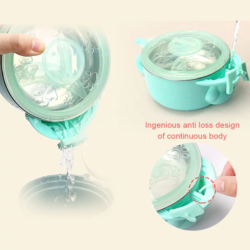 Противоопрокидывающая изоляционная чаша с ложкой и вилкой/противоскользящая