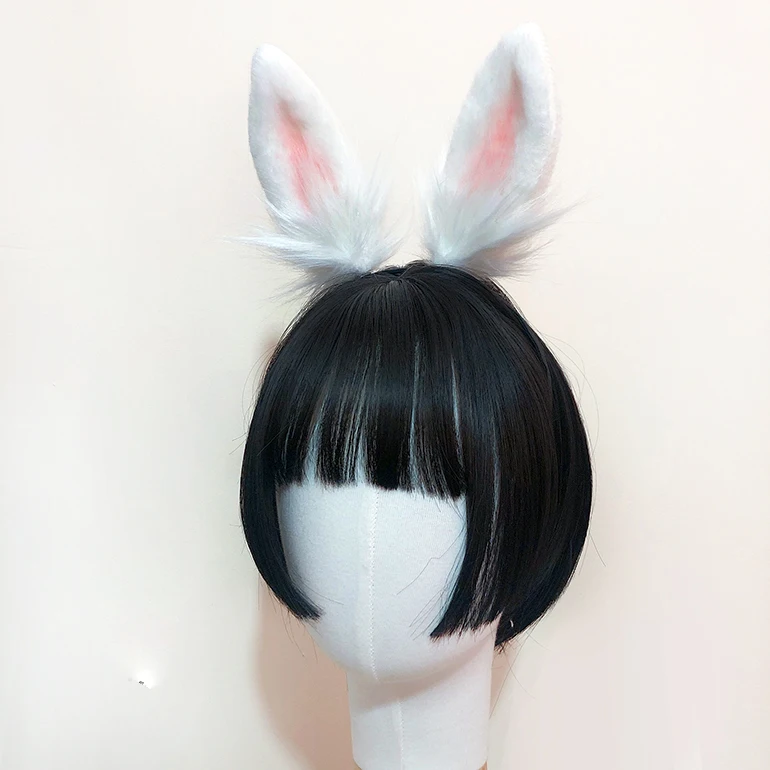 Повязка на голову с мягкими кроличьими ушками для косплея ручной