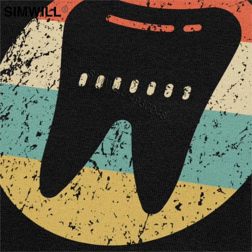 Винтажная футболка с зубами и дантистом Мужская мягкая хлопковая коротким