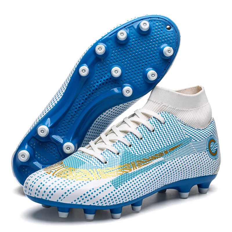 

Outdoor Men Boys Soccer Shoes TF/FG Football Boots High Ankle Kids Cleats Training Sport Sneakers Size 36-46