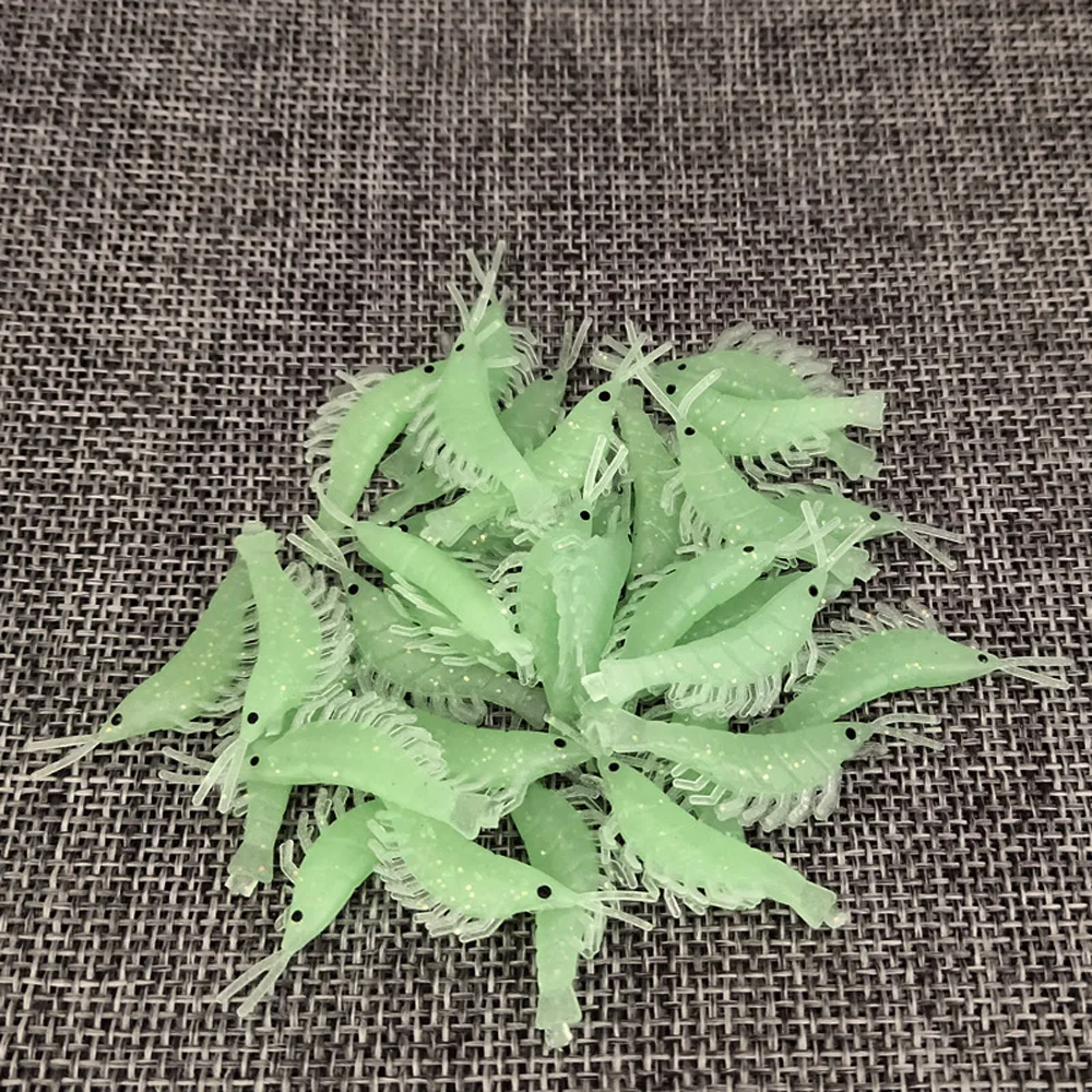 20 шт./лот мини силиконовые светящиеся мягкие приманки креветки 35 мм/0 3 г