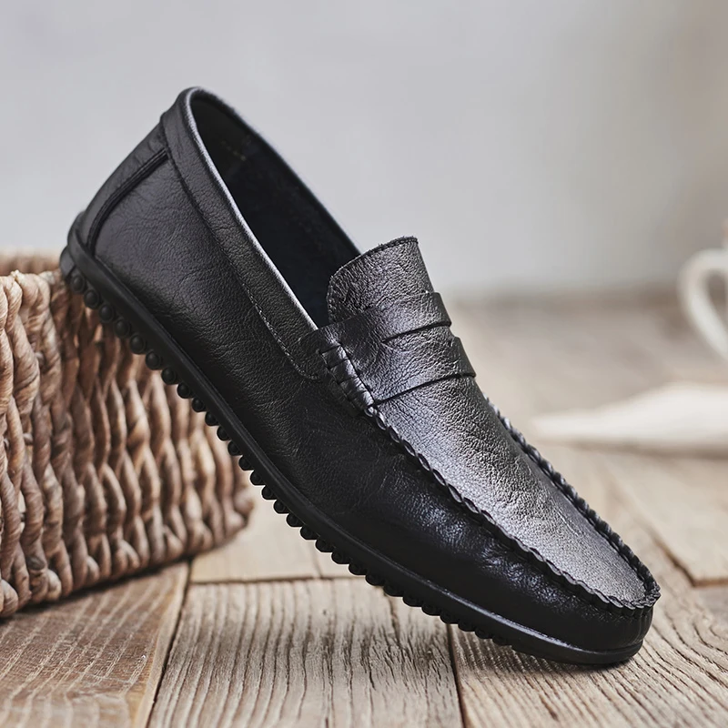 CLAXNEO Man Shoes Slip on 2020 Summer Men's Leather Shoe Soft Breathable Flat Loafers Male Moccasins Leisure Footwear New | Обувь