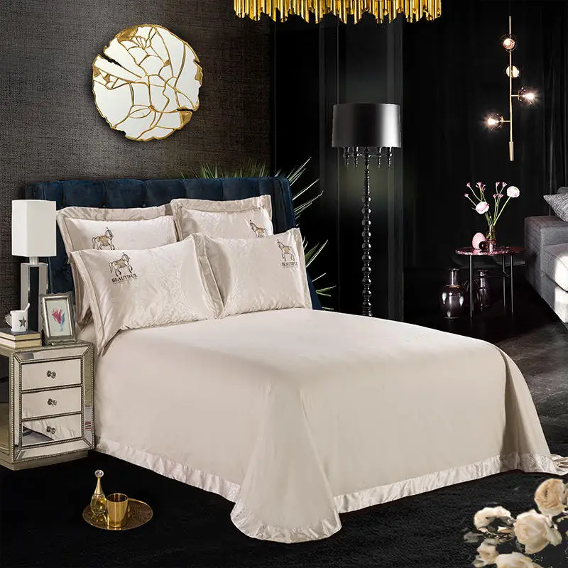 

Luxury European Satin Jacquard Silk Cotton Bedding Set Queen King Horse Embroidery Duvet Cover Bed Sheet Pillowcase Home Textile