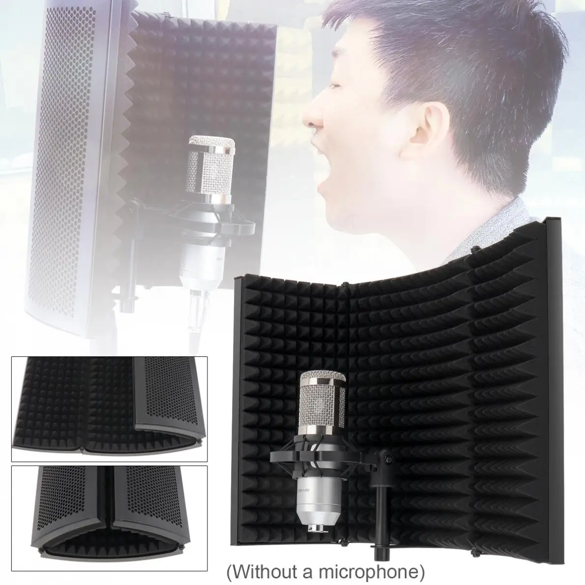 

Folding Studio Microphone Isolation Shield Recording Sound Absorber with Foam Panel Soundproof Wall Stickers Sponge Studio Foam