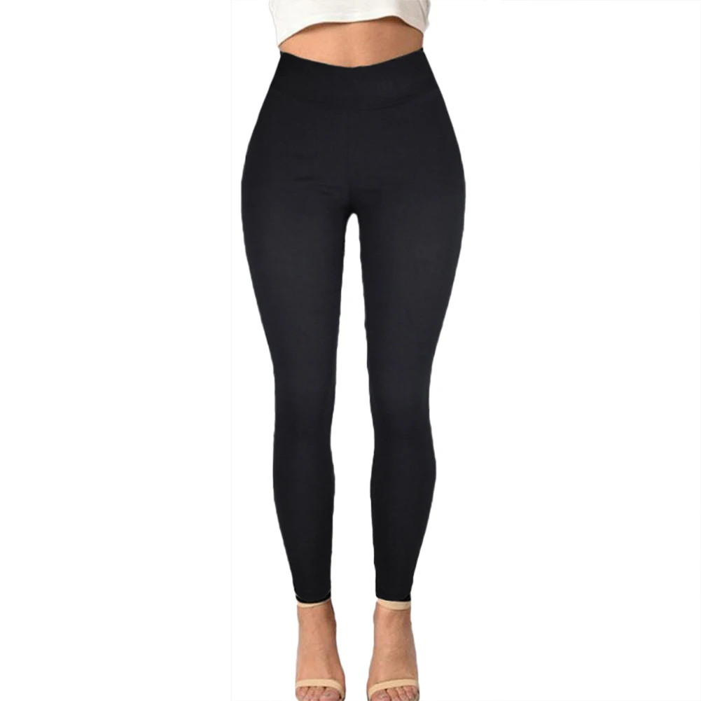 2020 Casual Women Solid Color High Waist Elastic Waistband Ass soft and lightweight Pockets Skinny Pants | Женская одежда