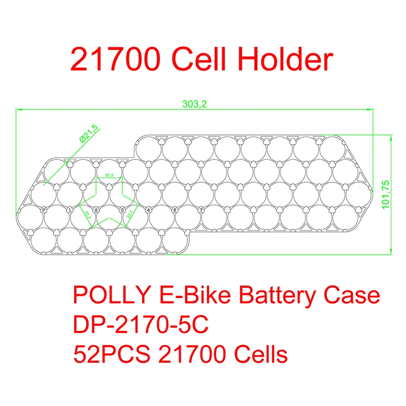 REENTION POLLY DP-2170-5C Battery Case Accessories 36V 48V Box Nickel Strip BMS 52PCS 21700 Cells for DIY DP-5C E-Bike Battery