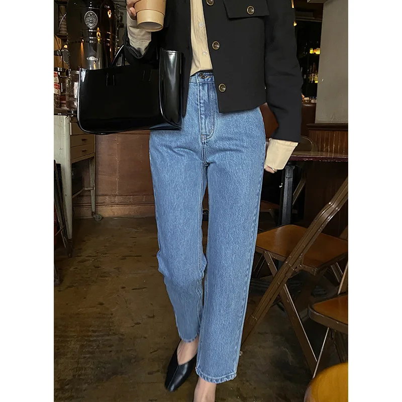 

Новинка Весна 2021, джинсы с высокой талией, модные женские брюки с прямыми штанинами