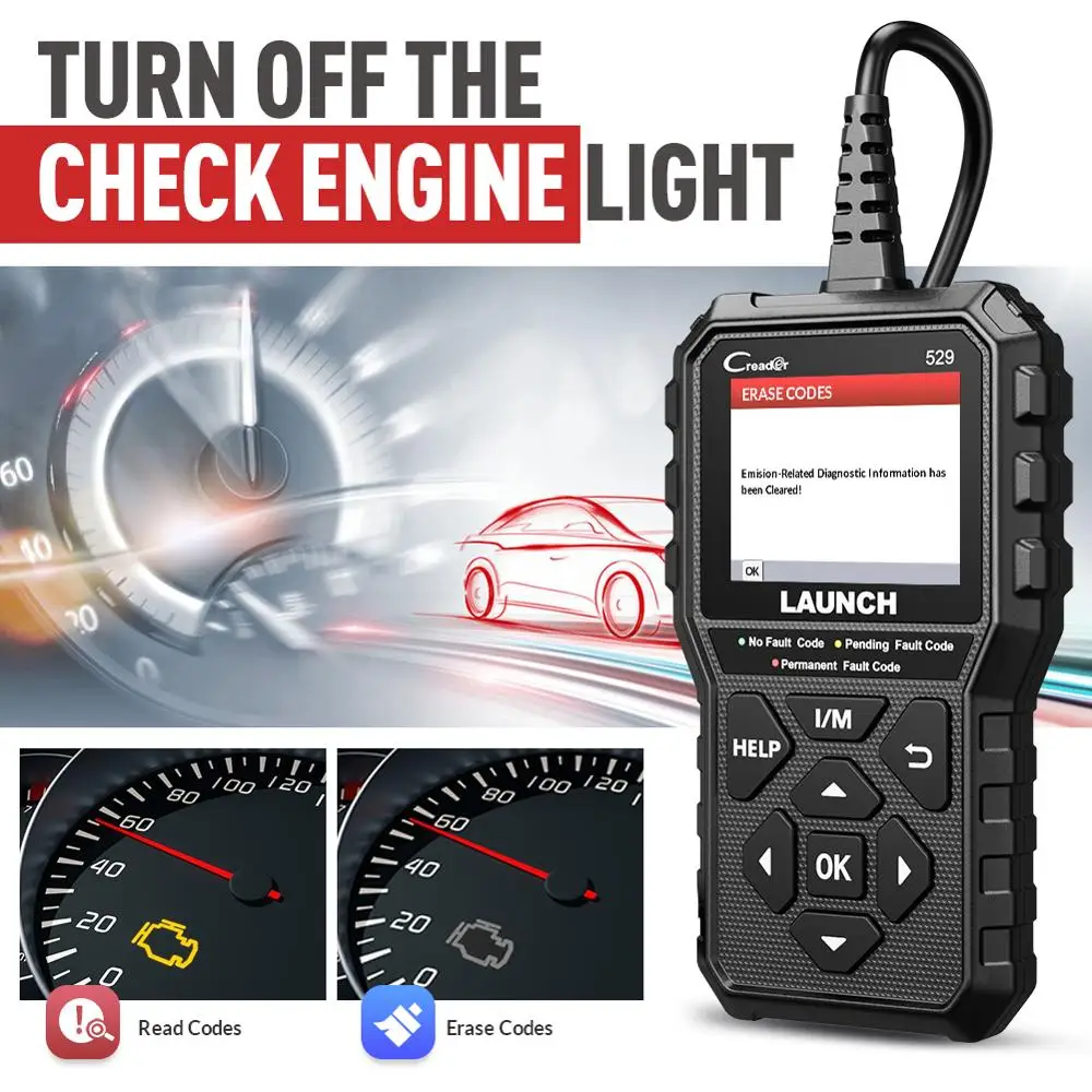 Launch CR529 OBD OBD2 OBDII EOBD сканер диагностический инструмент автомобильный полный