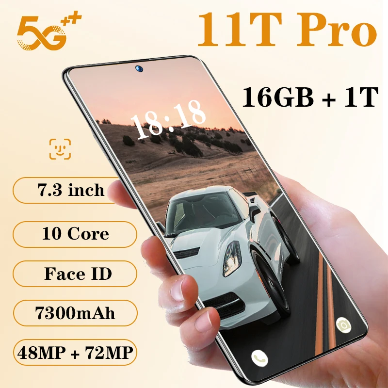 Smartphone 11T Pro Global Version 7.3 Inch 7300mAh Smartphone 16GB 1T Type-C Mobile Phone Android 12 10 Core Unlock 4G LTE 5G