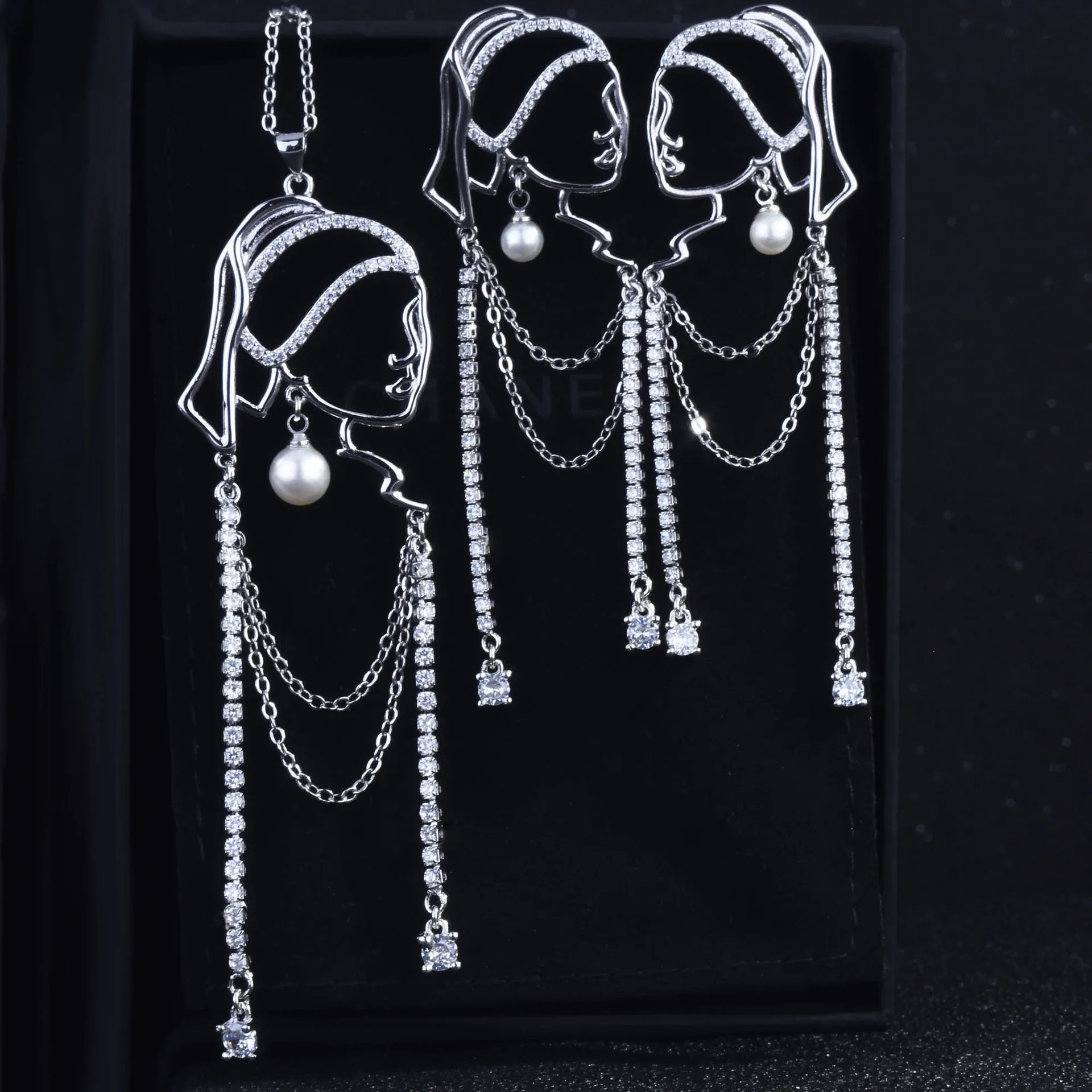 

Trendy Cute Exotic Maid Jewelry Set Necklace and Earrings For Women