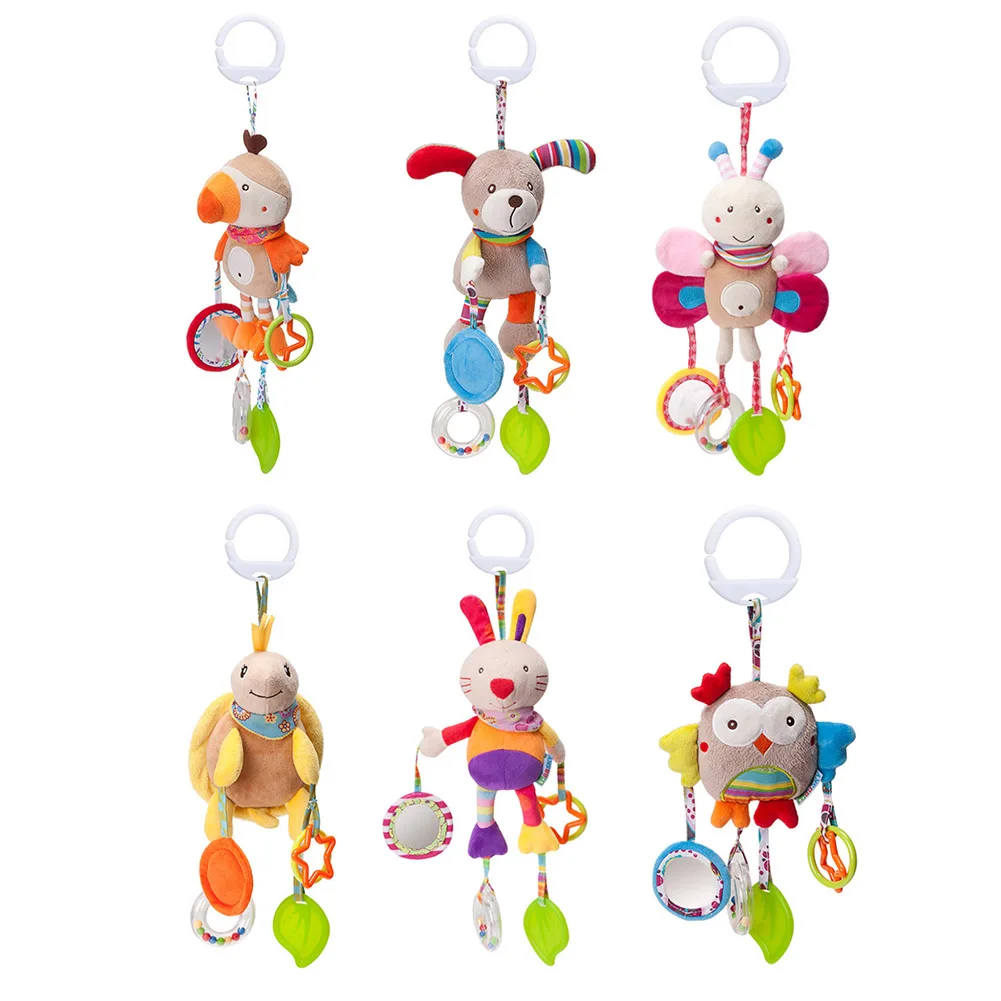 

Infant Baby Cotton Animal Shape Rattle Hand Bell Toy Plush Doll Toddler Toys Baby Early Educational Toys Stroller Accessories