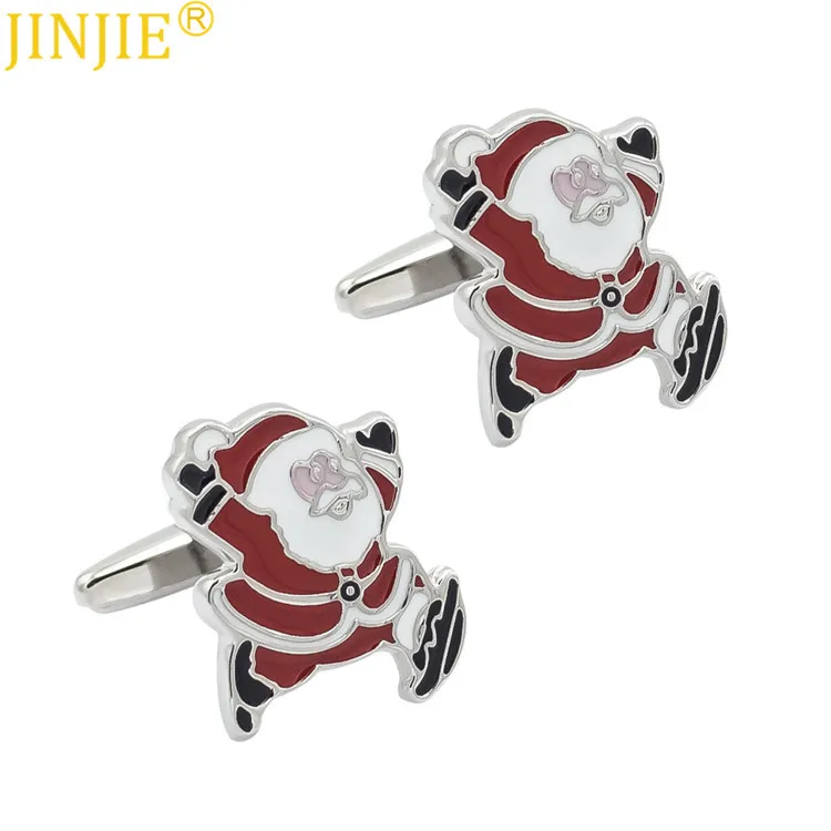 

Free Shipping New Santa Claus Cuff Button Christmas Old Man Cufflinks Red Painted Cuff Nail Men's French Shirt Cuff Buttons
