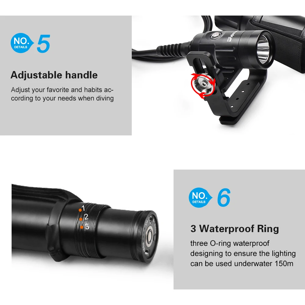 Asafee подводный светодиодный светильник для дайвинга 1500LM CREE XHP35 подводный 150 м профессиональный дайвинг вспышка светильник светодиодный светильник комплект