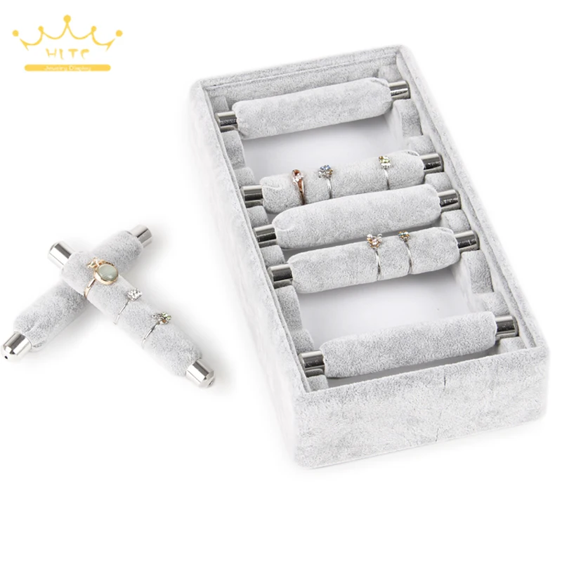 

7 Ring Tray Velvet Cotton Linen Multiple Ring Display Storage Tray Rings Display Organizer Jewelry Packaging