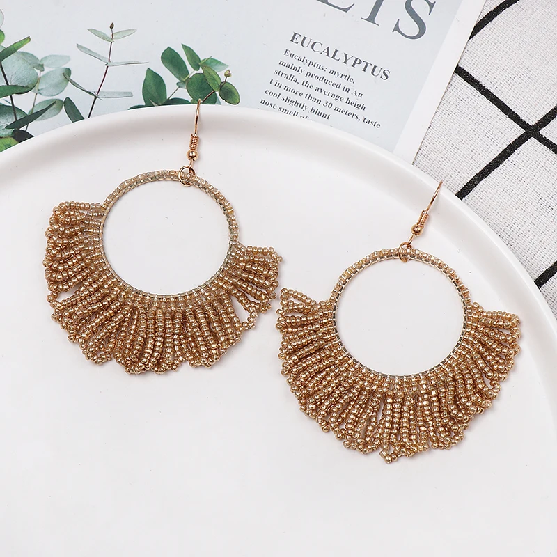 

Wholesale 2021 New Bohemia Za Tassel Earrings Handmade Resin Statement Big Dangle Earring Women Jewelry Accessories Dropshipping