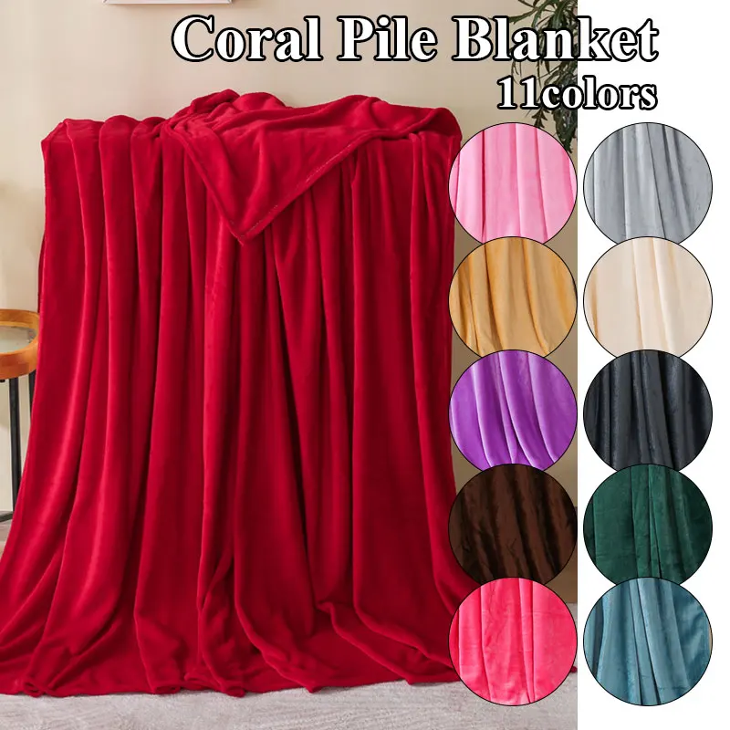 

Домашнее одеяло из кораллового флиса, однотонное мягкое теплое Фланелевое плюшевое покрывало для дивана, кровати, покрывало, зимние одеяла,...