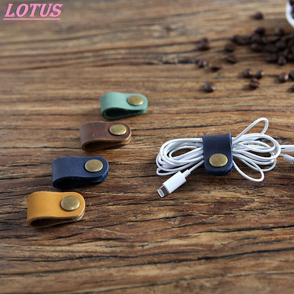 

1PCS Leather Winder Headphone Case Korean Desk Manager Headset Earphone Wire Portable USB Cable Cord DESK ORGANIZER