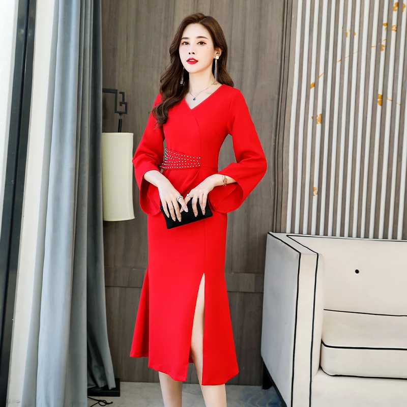 Элегантное женское платье с русалочкой 2021 новые винтажные вечерние длинным