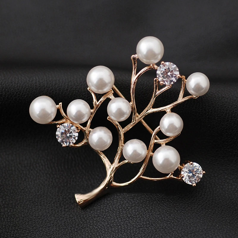 Новая мода филиал Имитация Жемчуга Роскошный горный хрусталь атмосферная брошь