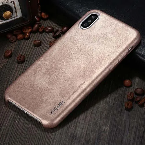 light-gold case Для iPhone XS Max 6,5 iP XS 5,8 чехол для телефона горячая Распродажа X-Level роскошный винтажный кожаный тонкий чехол для iPhone X 5,8 XR 6,1 чехол Capa - Цвет: light-gold case